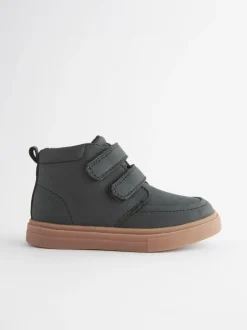 Next Standard Fit (F) Warm Lined Touch Fastening Boots Black with Gum Sole Discount