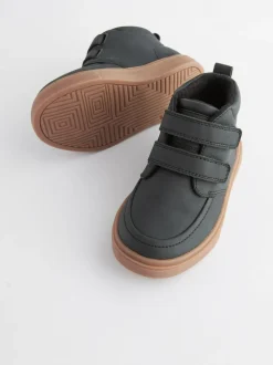 Next Wide Fit (G) Warm Lined Touch Fastening Boots Black with Gum Sole Sale