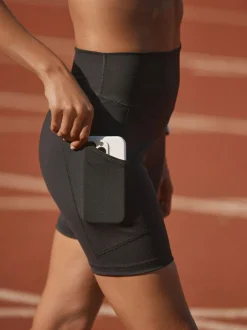 Next Sports Dry Tech Tummy Control Shorts Black With Pockets Sale