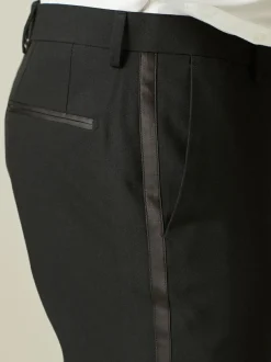 Next Black with Tape Detail Tailored Fit Tuxedo Suit Trousers New