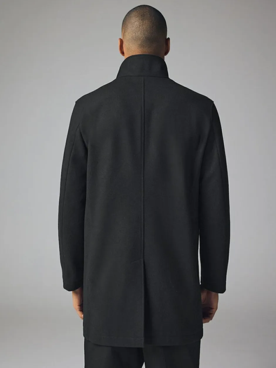 Next Wool Blend Mock Gilet Herringbone Padded Coat Black Discount
