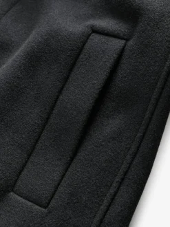 Next Wool Blend Mock Gilet Herringbone Padded Coat Black Discount