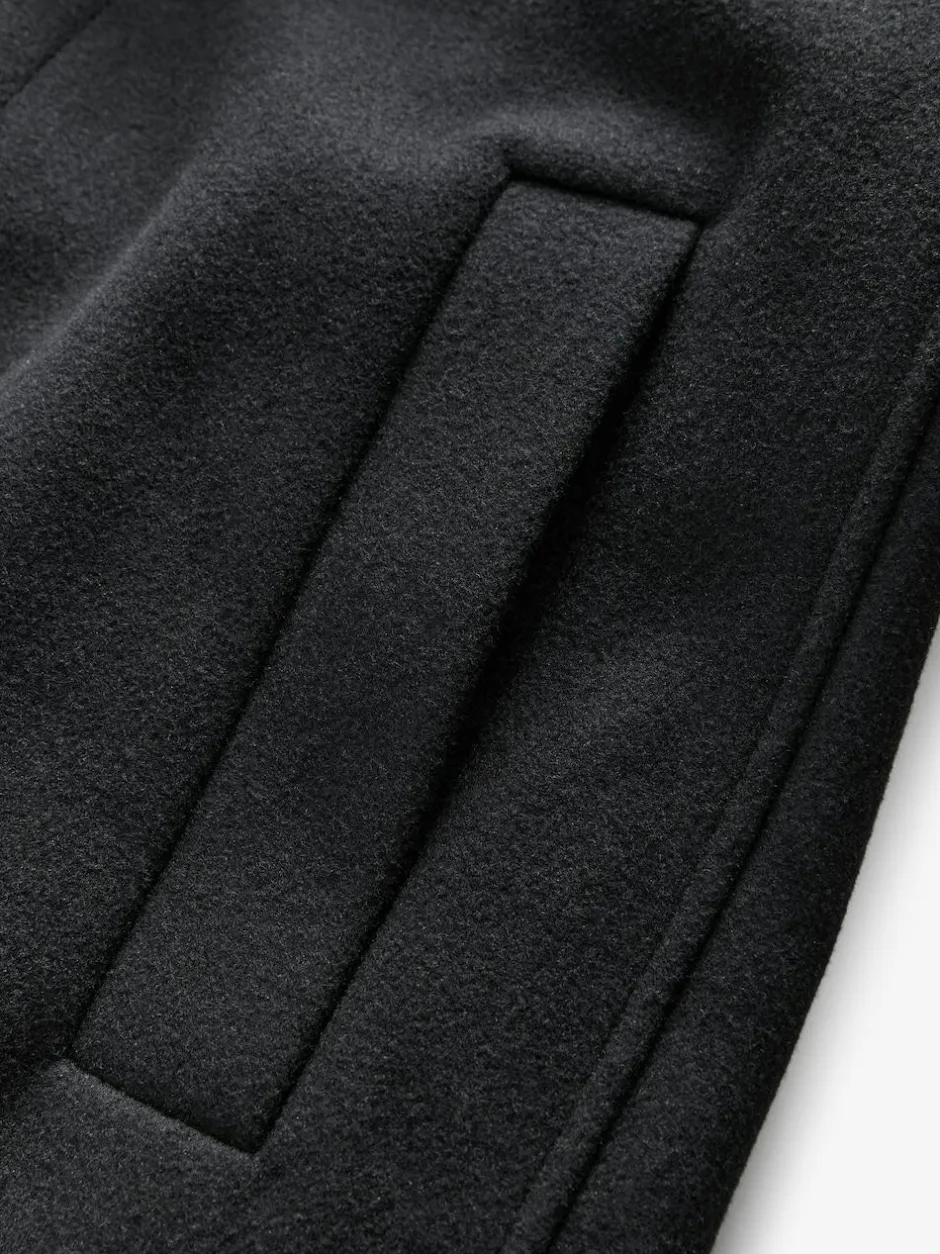 Next Wool Blend Mock Gilet Herringbone Padded Coat Black Discount
