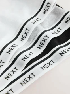Next Black/Black/Grey/White Ultimate Comfort Cotton Logo Crop Bras 4 Pack New