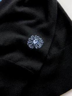 Next Black/Blue Floral Stripe Soft Touch Crew Neck Cotton Rich Jumper Outlet