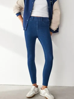Next Full Length Jersey Denim Leggings 2 Pack Black/Blue Sale
