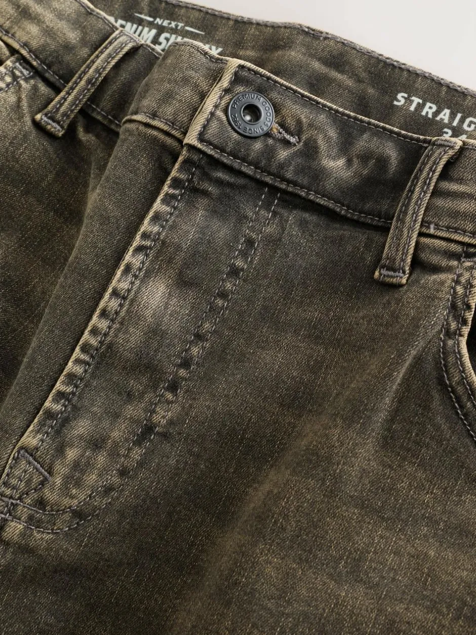 Next Black/Brown Single Straight Fit Classic Stretch Jeans Clearance