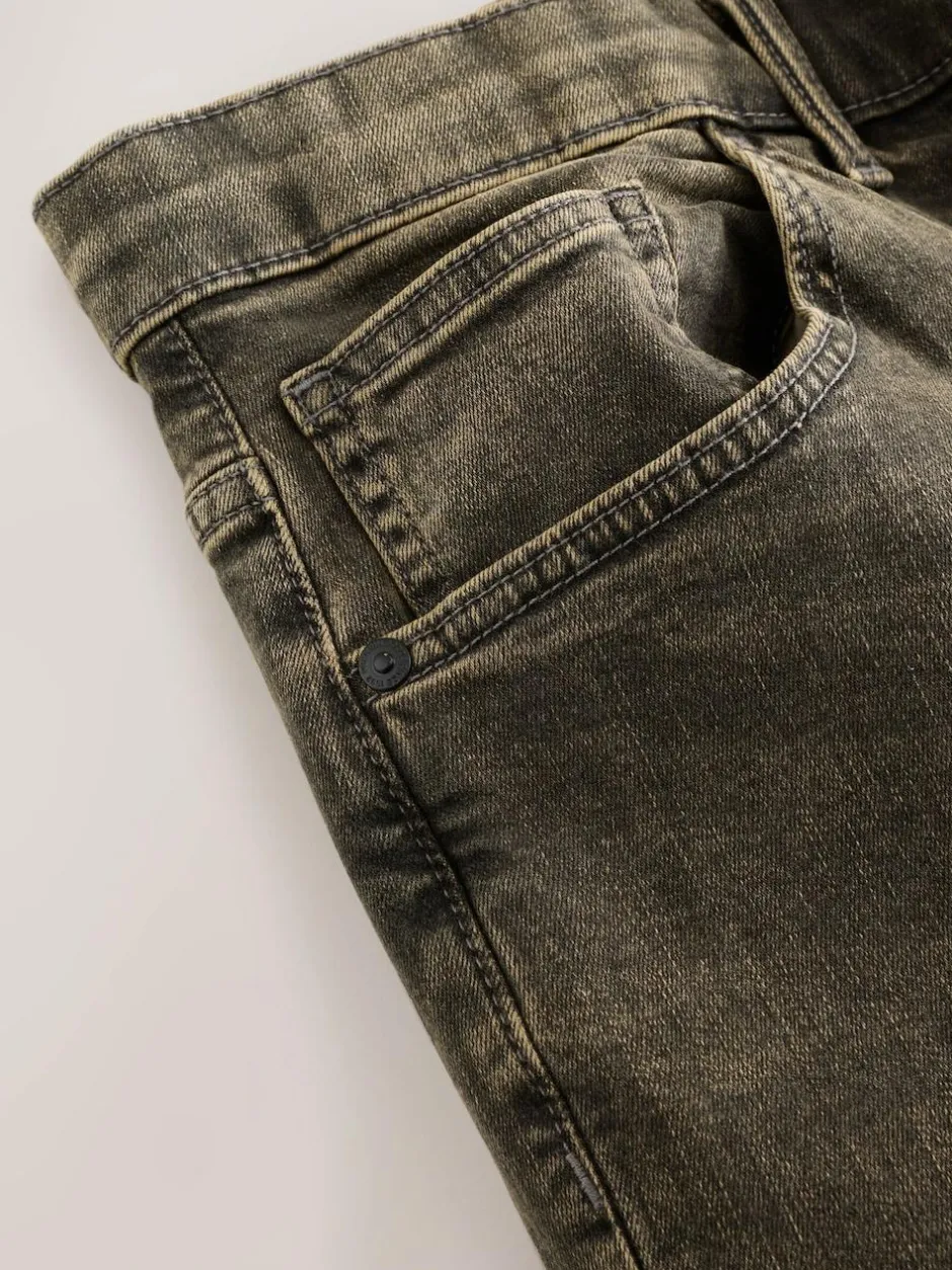 Next Black/Brown Single Straight Fit Classic Stretch Jeans Clearance