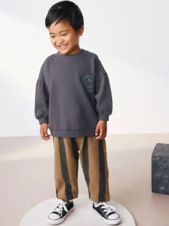 Next Black/Brown Single Sweatshirt And Stripe Joggers Set (3mths-7yrs) Sale