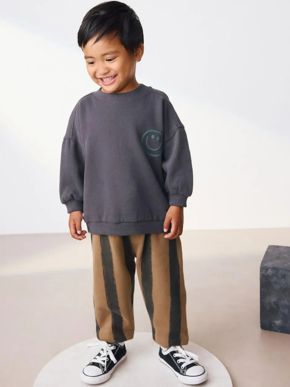Next Black/Brown Single Sweatshirt And Stripe Joggers Set (3mths-7yrs) Sale