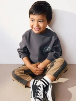 Next Black/Brown Single Sweatshirt And Stripe Joggers Set (3mths-7yrs) Sale