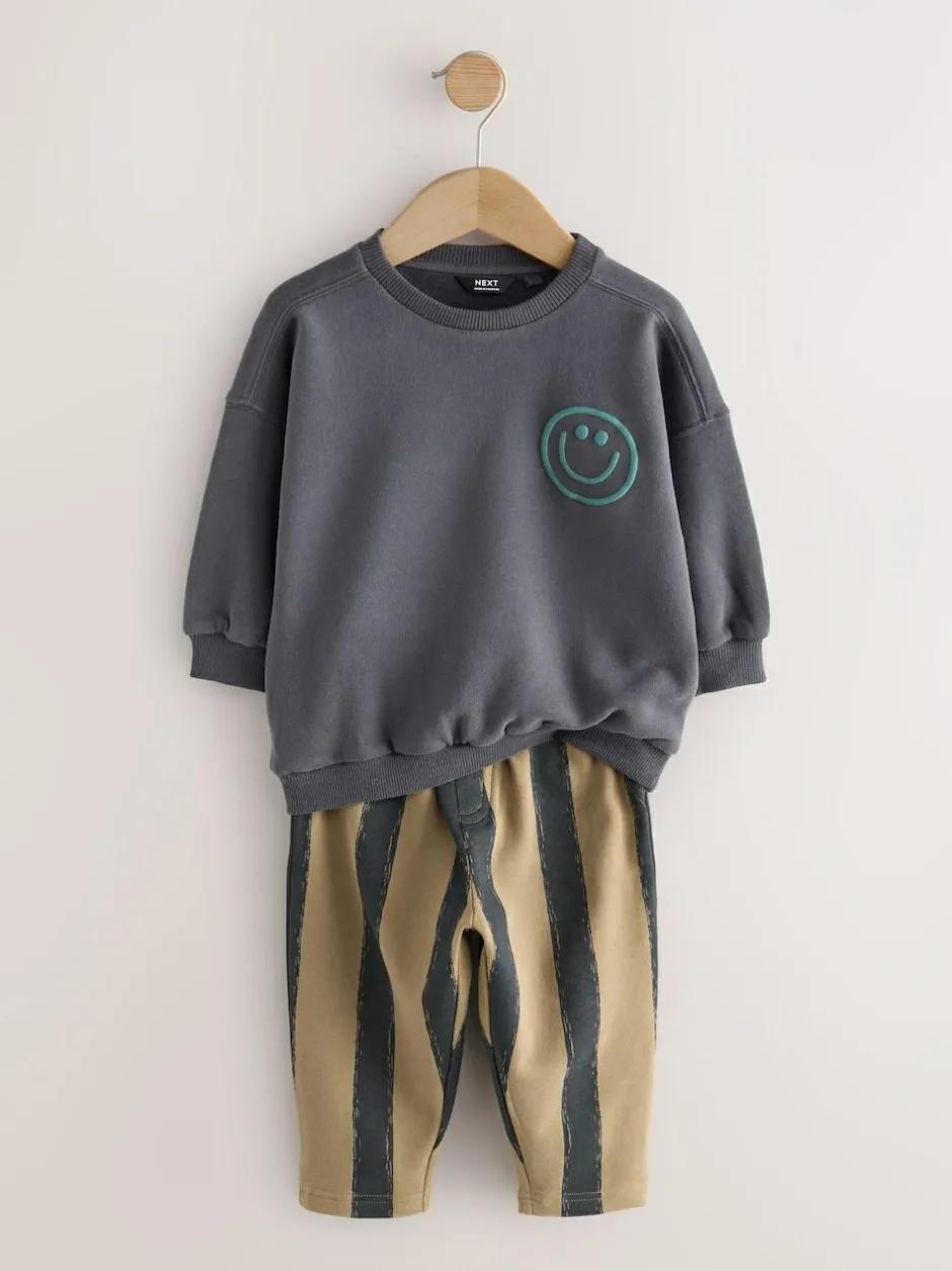 Next Black/Brown Single Sweatshirt And Stripe Joggers Set (3mths-7yrs) Sale