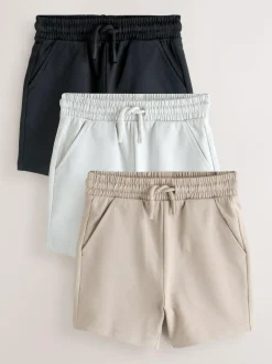 Next Jersey Shorts 3 Pack (3mths-7yrs) Black/Cement/ Grey Sale