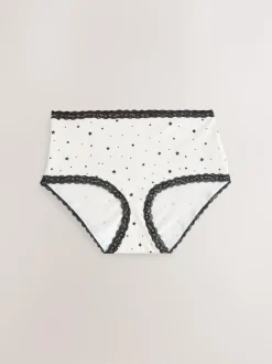 Next Midi Cotton Lace Knickers 4 Pack Black/Cream Discount