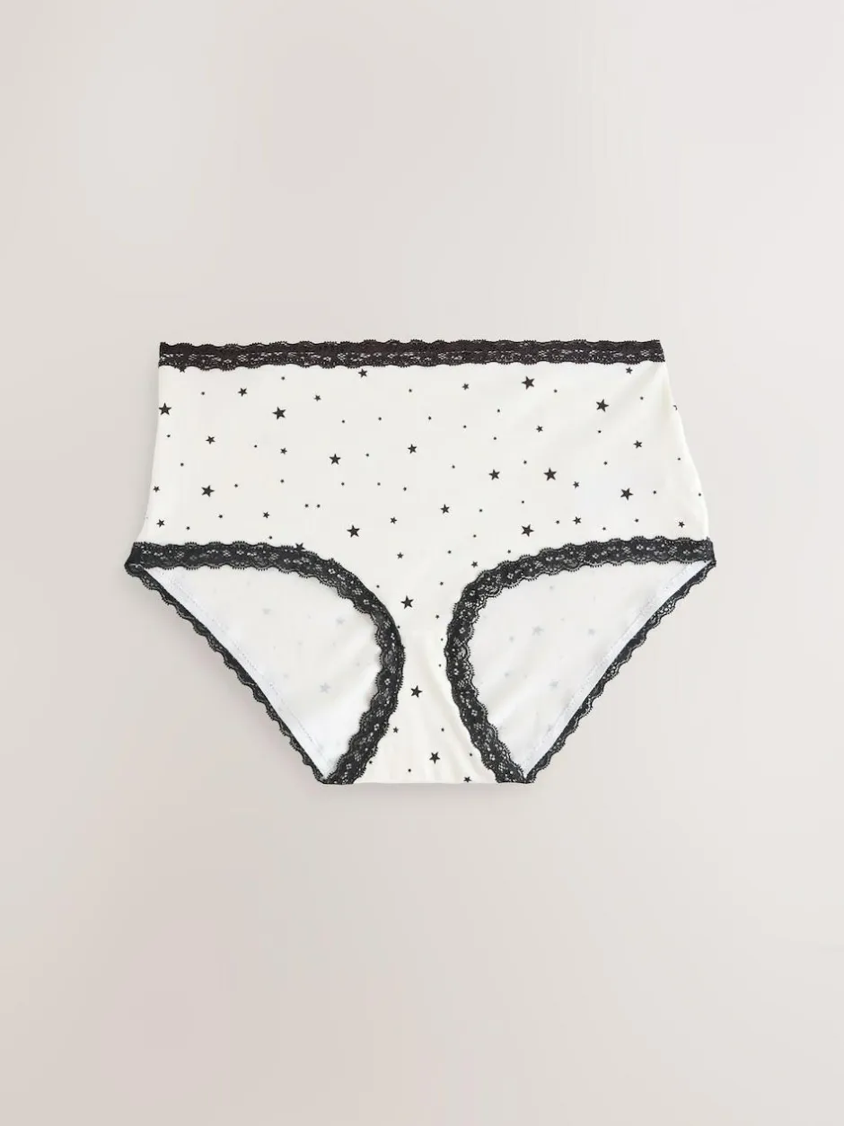 Next Midi Cotton Lace Knickers 4 Pack Black/Cream Discount
