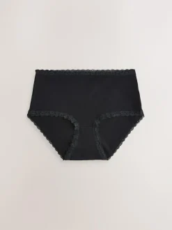 Next Midi Cotton Lace Knickers 4 Pack Black/Cream Discount