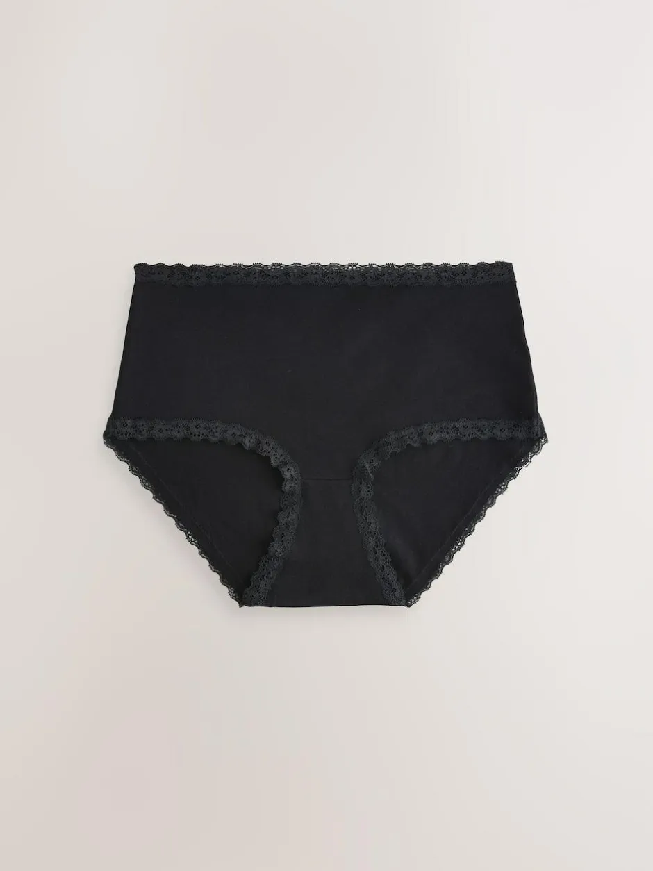 Next Midi Cotton Lace Knickers 4 Pack Black/Cream Discount