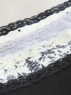 Next Midi Cotton Lace Knickers 4 Pack Black/Cream Discount