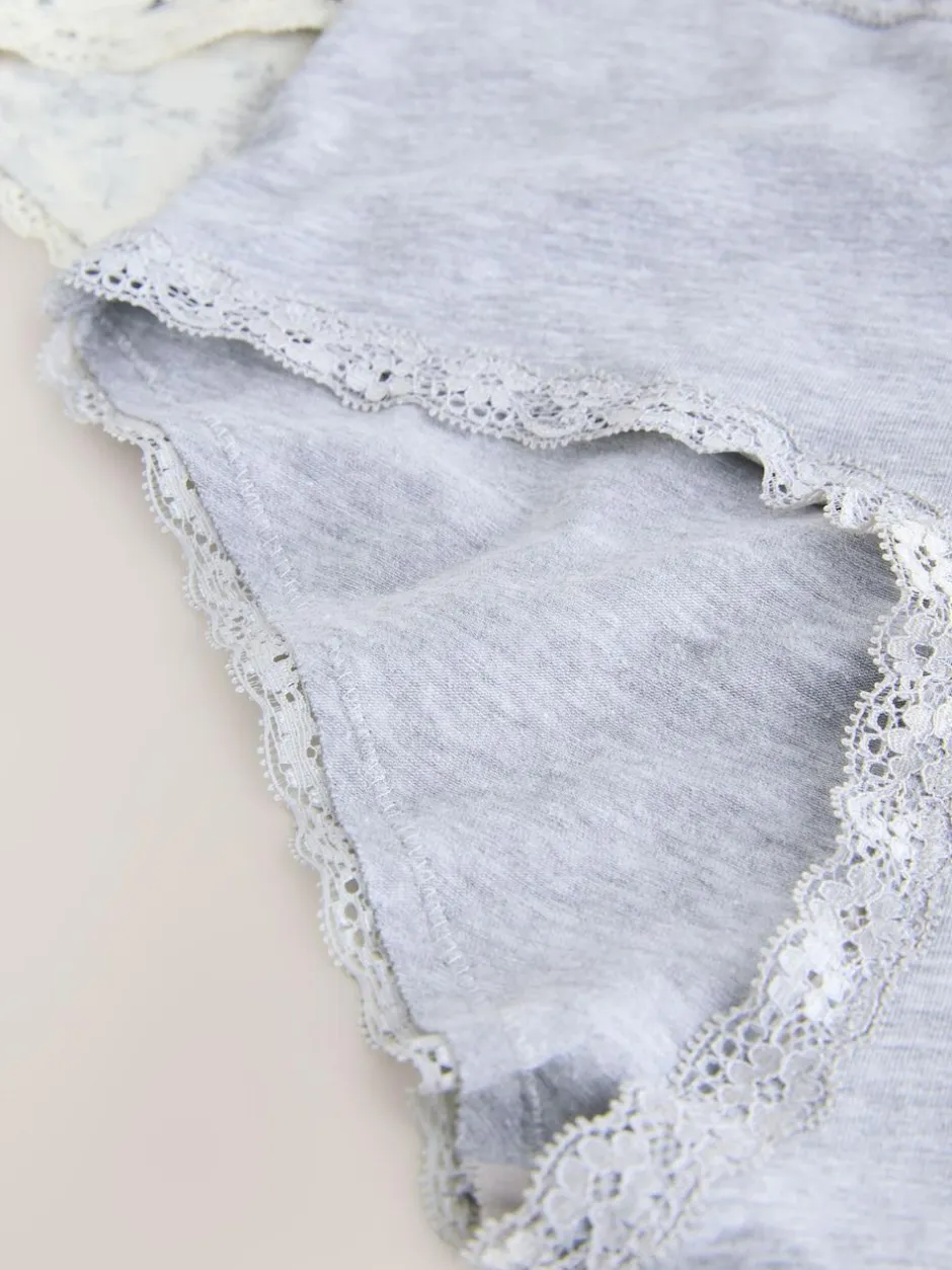 Next Midi Cotton Lace Knickers 4 Pack Black/Cream Discount