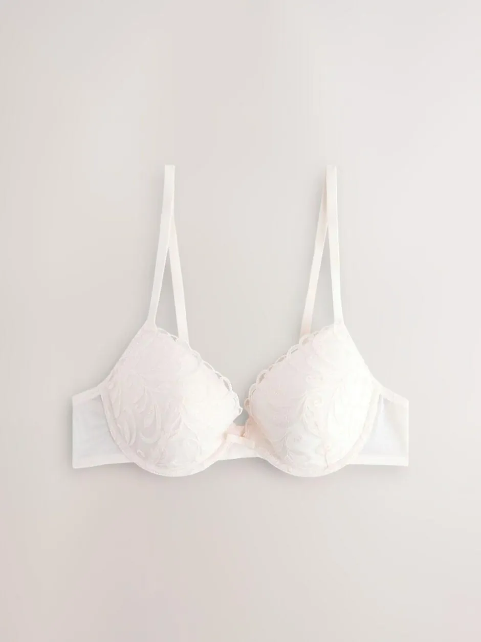 Next Black/Cream Pad Plunge Embroidered Bras 2 Pack Outlet