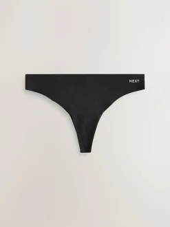 Next Black/Cream/Pink Thong Cotton Blend No VPL Knickers 7 Pack