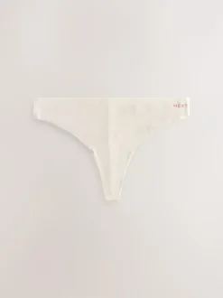 Next Black/Cream/Pink Thong Cotton Blend No VPL Knickers 7 Pack