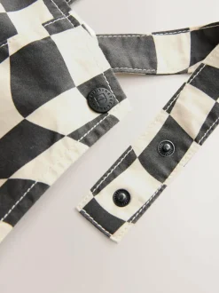 Next Dungarees (3mths-7yrs) Black/Ecru Checkerboard Best