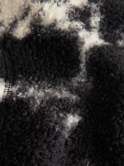 Next Black/Ecru Cow Print Soft Touch Cosy Teddy Borg Quarter Zip Fleece Hot