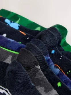 Next Black/Green Drippy Gamer Cotton Rich Socks 7 Pack Sale