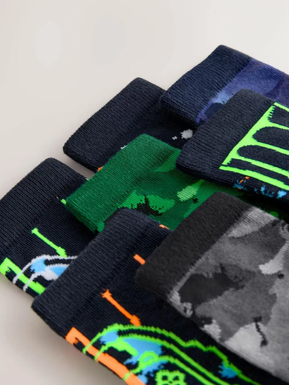 Next Black/Green Drippy Gamer Cotton Rich Socks 7 Pack Sale