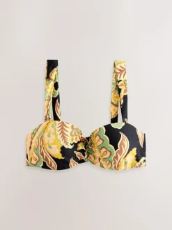 Next Black/Green Paisley Wired Bandeau Bikini Top Outlet