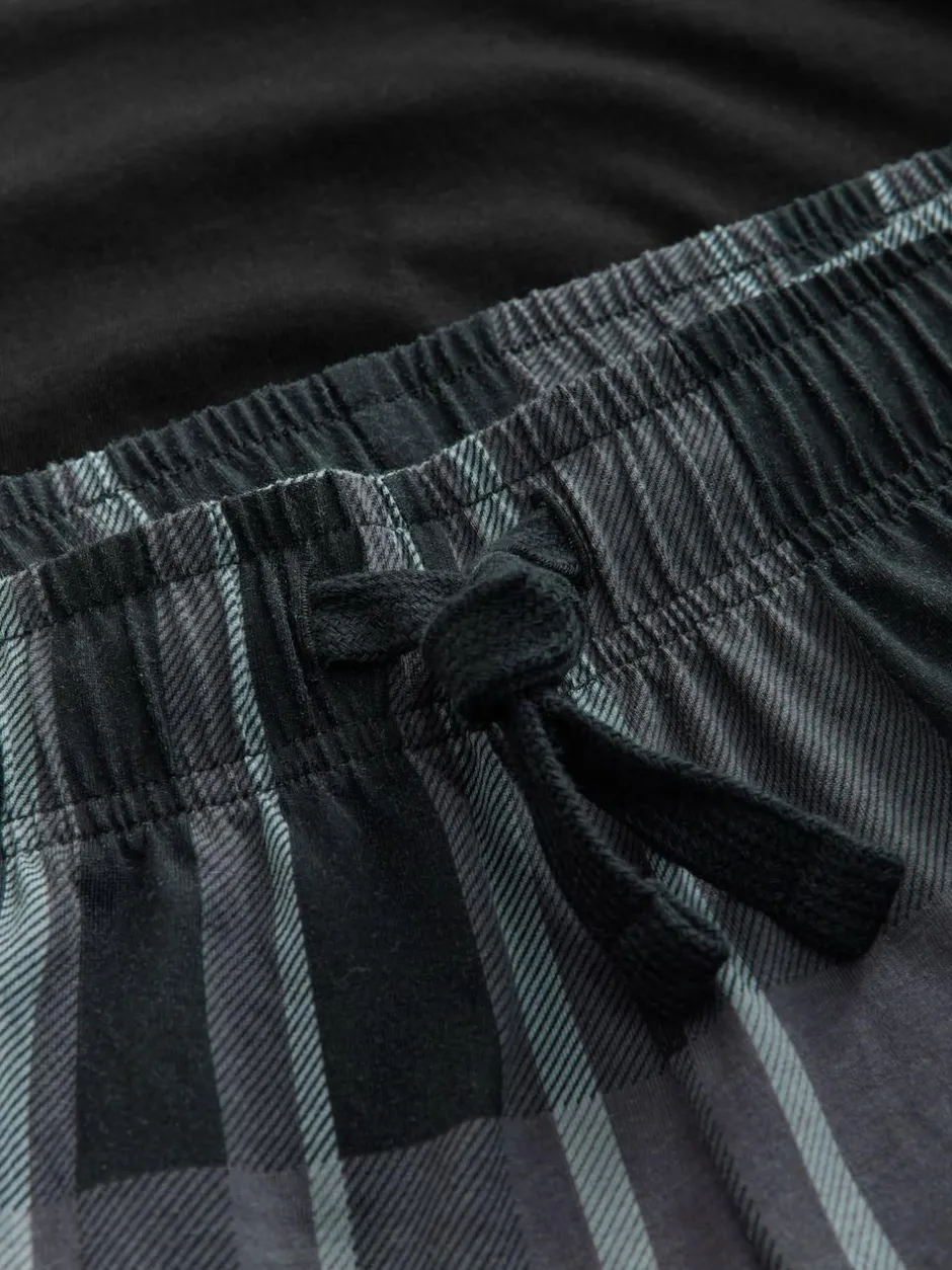 Next Black/Grey Check Long Sleeve 100% Cotton Pyjamas Set Hot