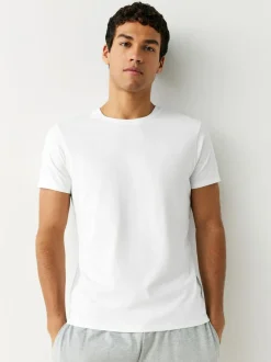 Next Slim Fit 100% Cotton Layering T-Shirts 5 Pack Black/Grey Marl/White/Navy New