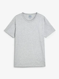 Next Slim Fit 100% Cotton Layering T-Shirts 5 Pack Black/Grey Marl/White/Navy New