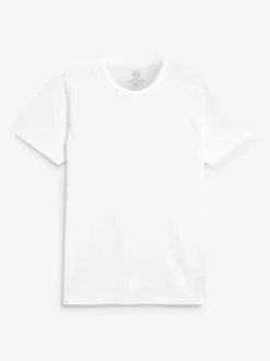 Next Slim Fit 100% Cotton Layering T-Shirts 5 Pack Black/Grey Marl/White/Navy New