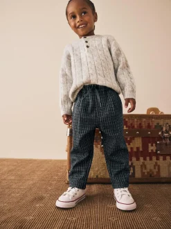 Next Pull On Smart Trousers (3mths-7yrs) Black/Grey Clearance