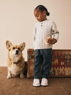 Next Pull On Smart Trousers (3mths-7yrs) Black/Grey Clearance