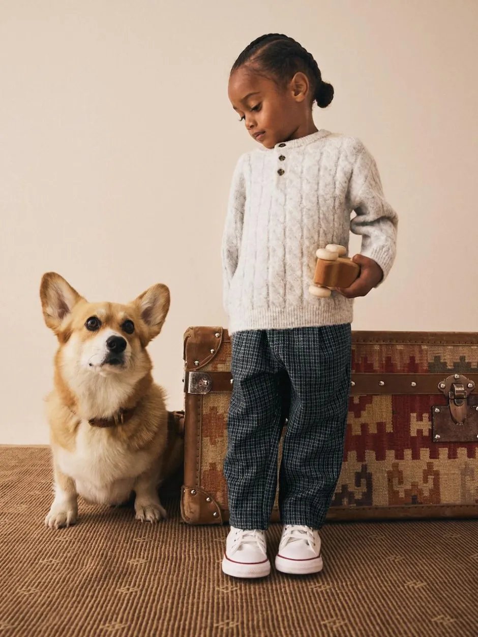 Next Pull On Smart Trousers (3mths-7yrs) Black/Grey Clearance