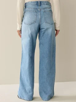 Next Wide Leg Jeans 2 Pack Black/Mid Blue Sale