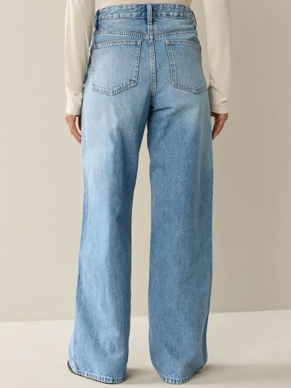Next Wide Leg Jeans 2 Pack Black/Mid Blue Sale