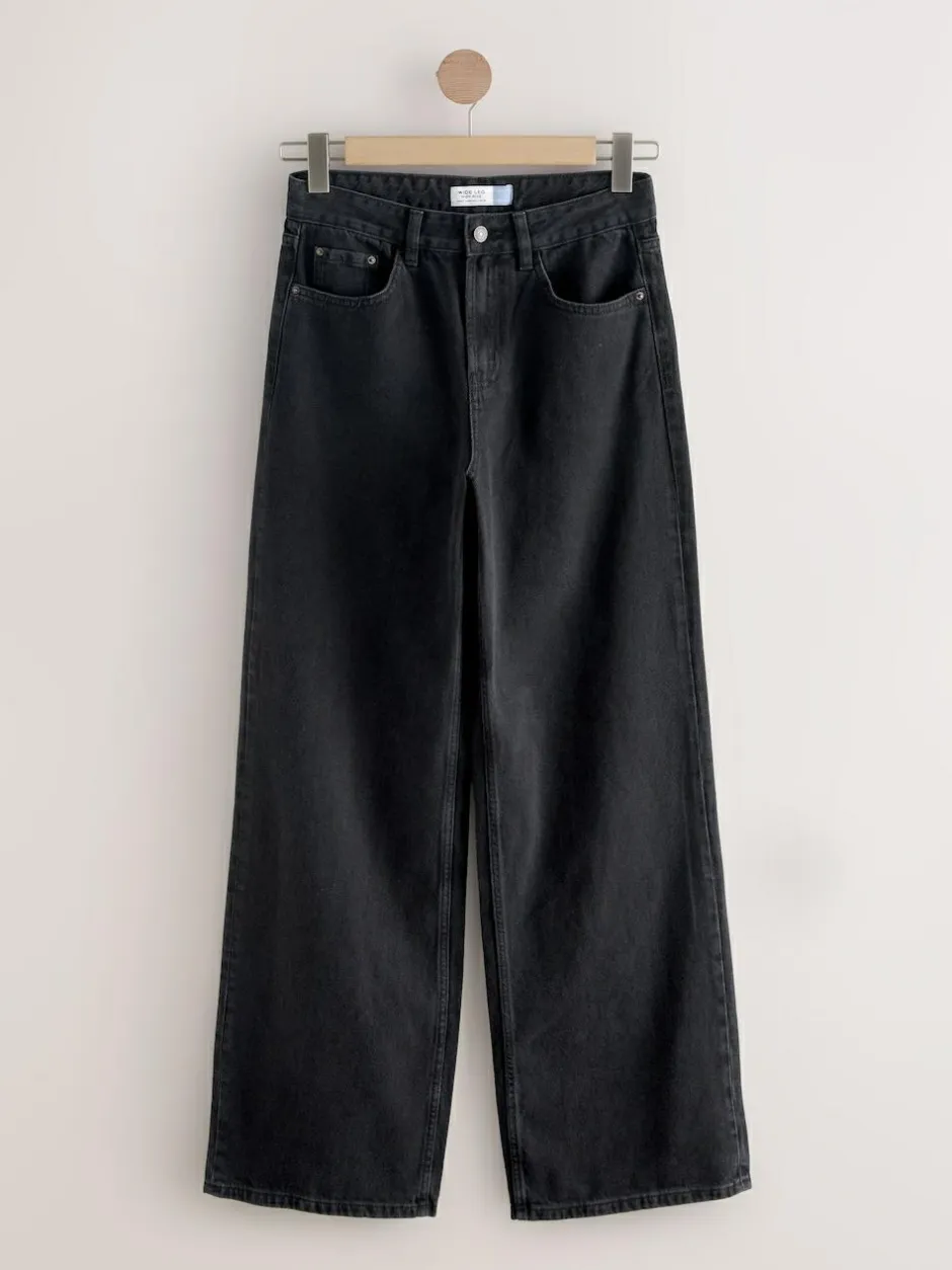 Next Wide Leg Jeans 2 Pack Black/Mid Blue Sale