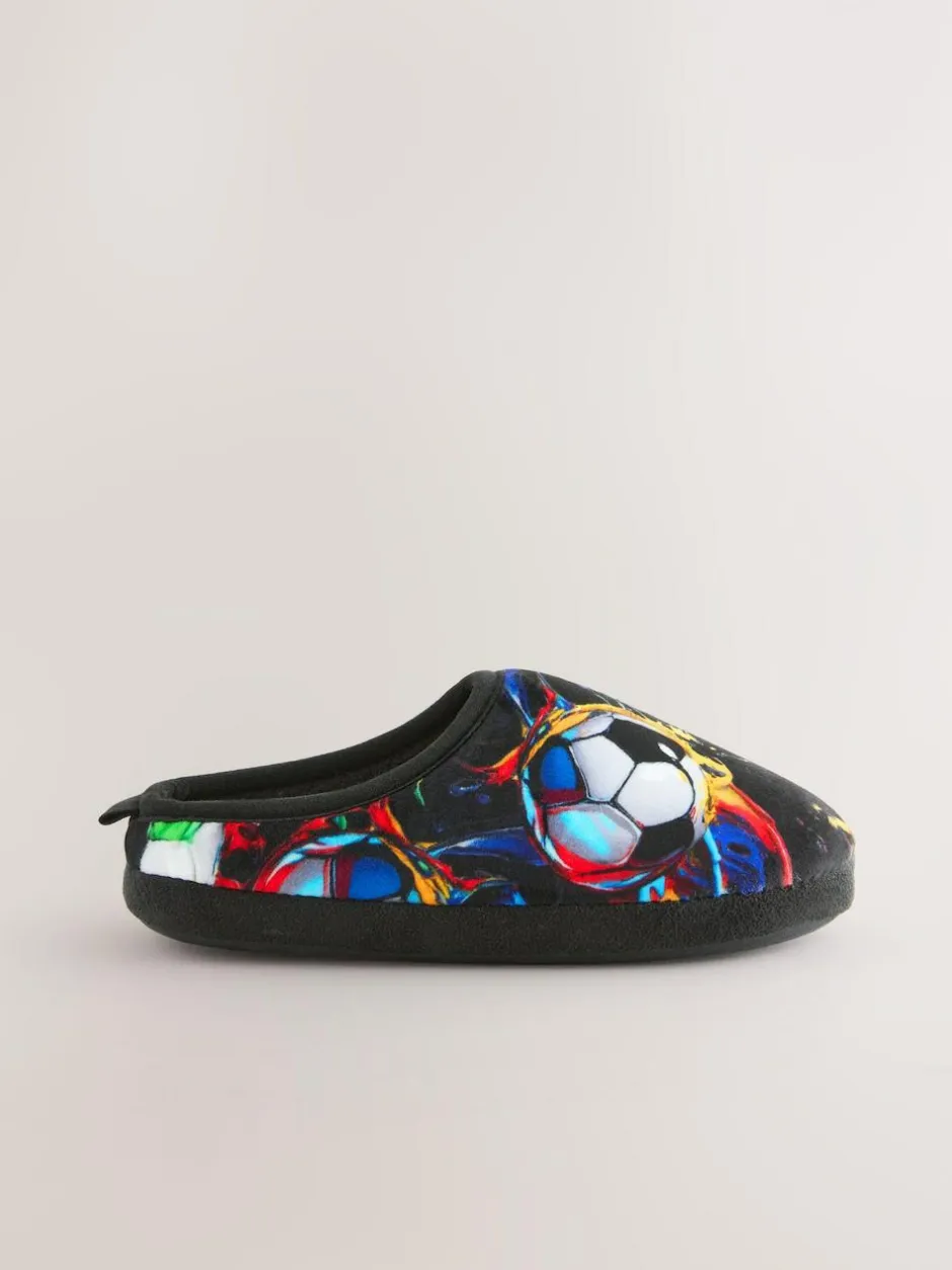 Next Black/Multi Football Slipper Mules
