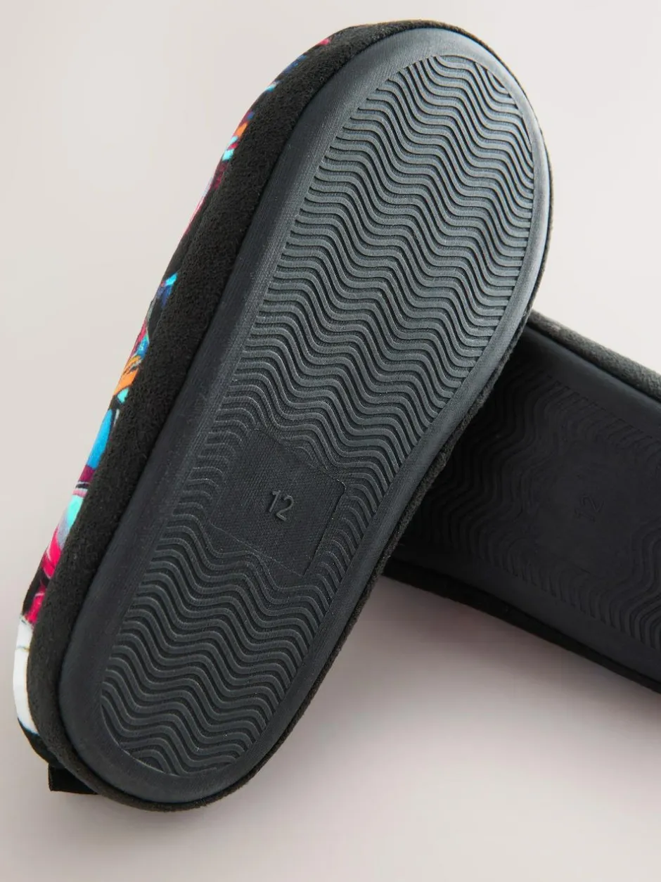 Next Black/Multi Football Slipper Mules