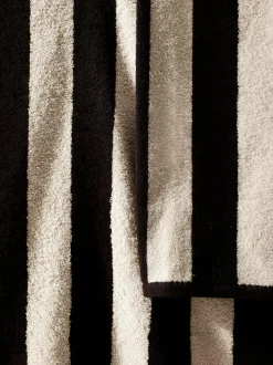 Next Stripe 100% Cotton Towel Black/Natural Clearance