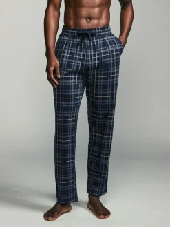 Next Black/Navy Blue Check Jersey 100% Cotton Pyjama Bottoms 2 Pack Online