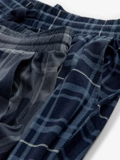 Next Black/Navy Blue Check Jersey 100% Cotton Pyjama Bottoms 2 Pack Online
