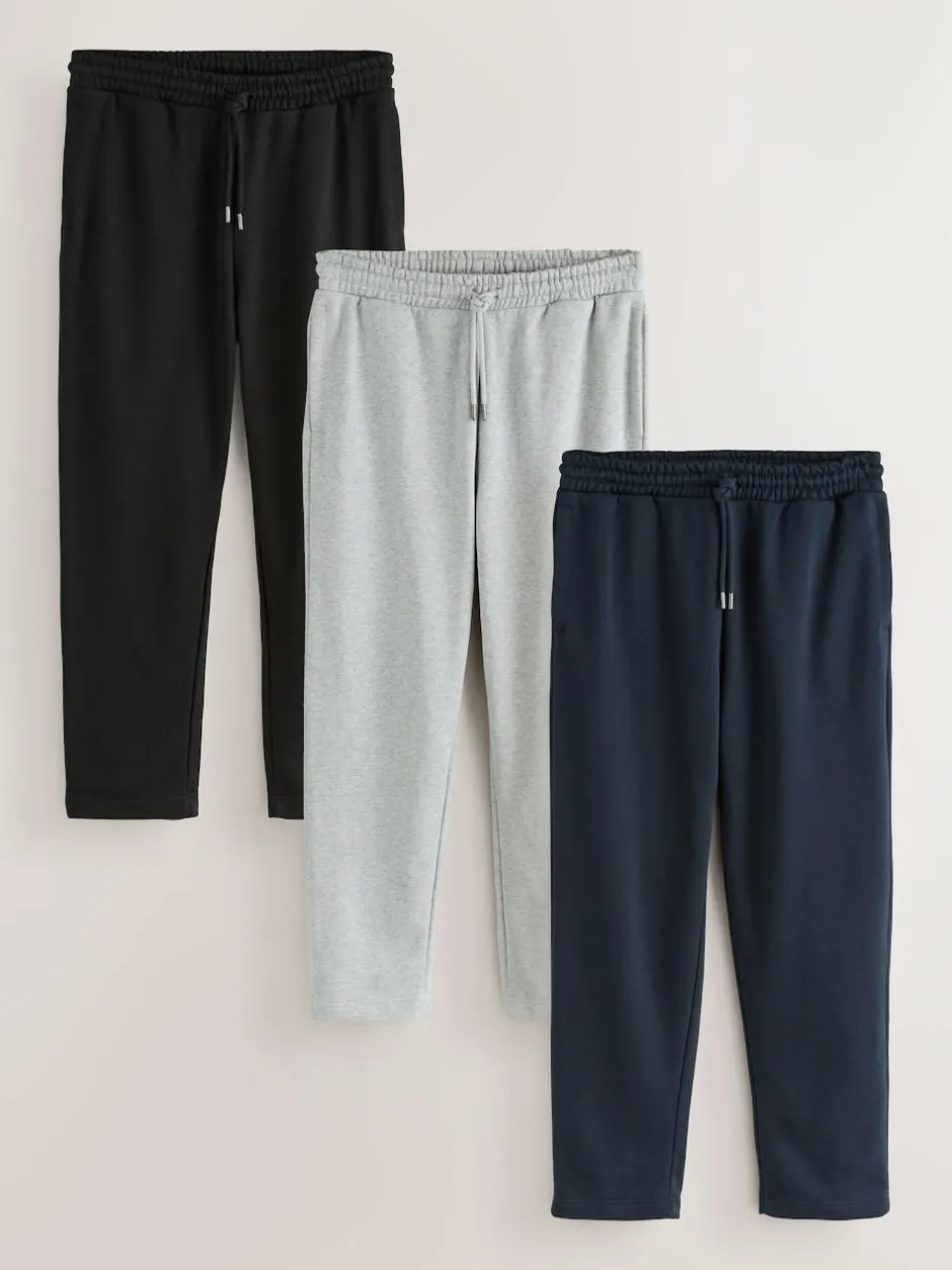 Next Brushback Heavyweight 3 Pack Joggers Black/Navy Blue/Grey Marl Outlet