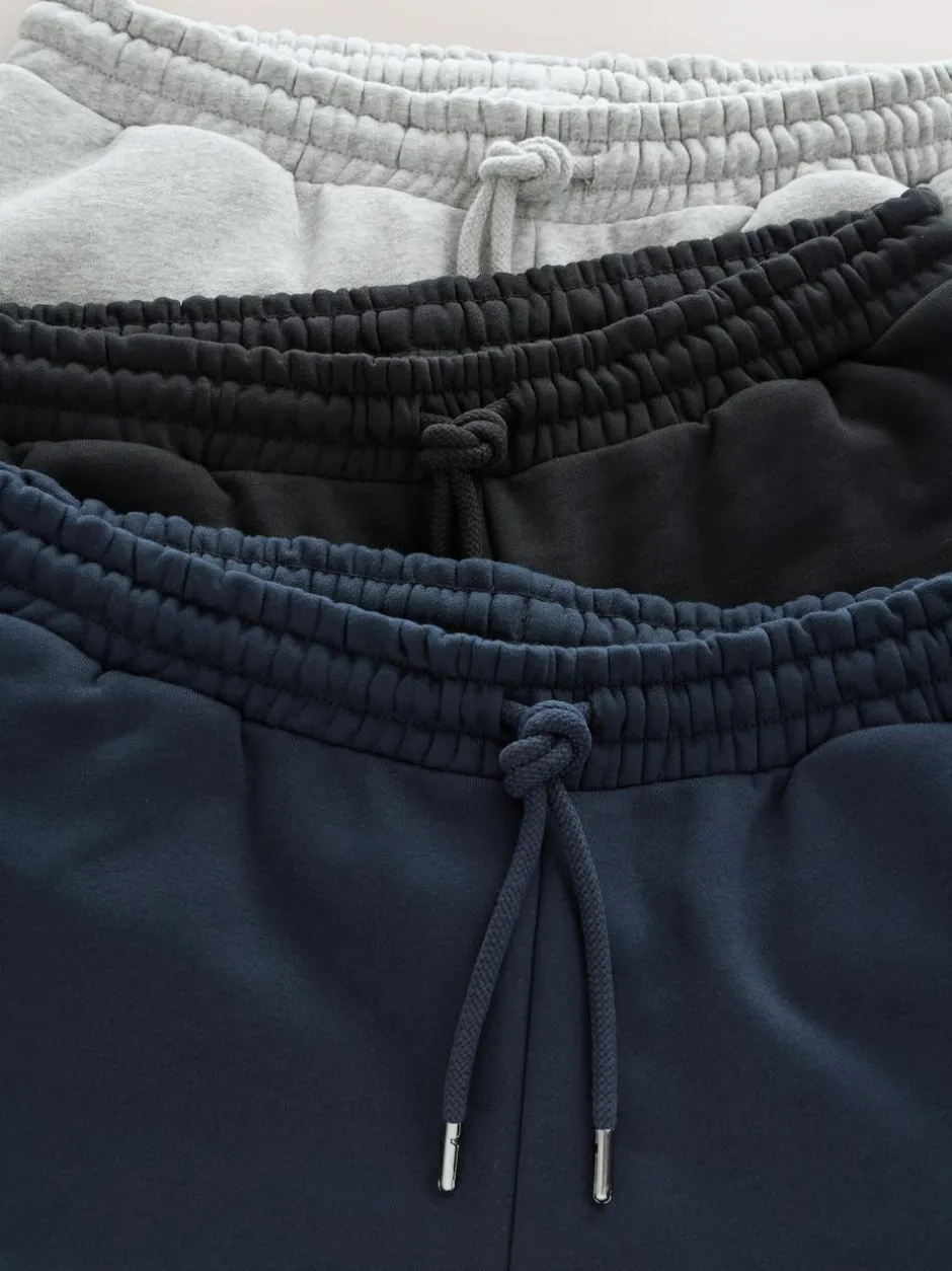Next Brushback Heavyweight 3 Pack Joggers Black/Navy Blue/Grey Marl Outlet