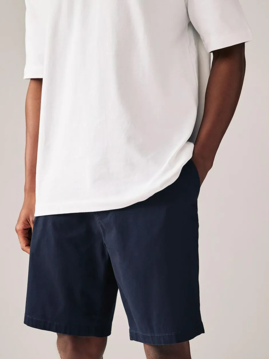 Next Straight Fit Stretch Chino Shorts 2 Pack Black/Navy New