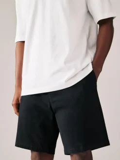 Next Straight Fit Stretch Chino Shorts 2 Pack Black/Navy New